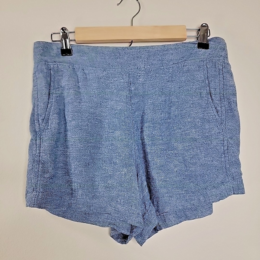 GAP Linen Blend Pull On Shorts‎ Blue Elastic Back Casual Women M